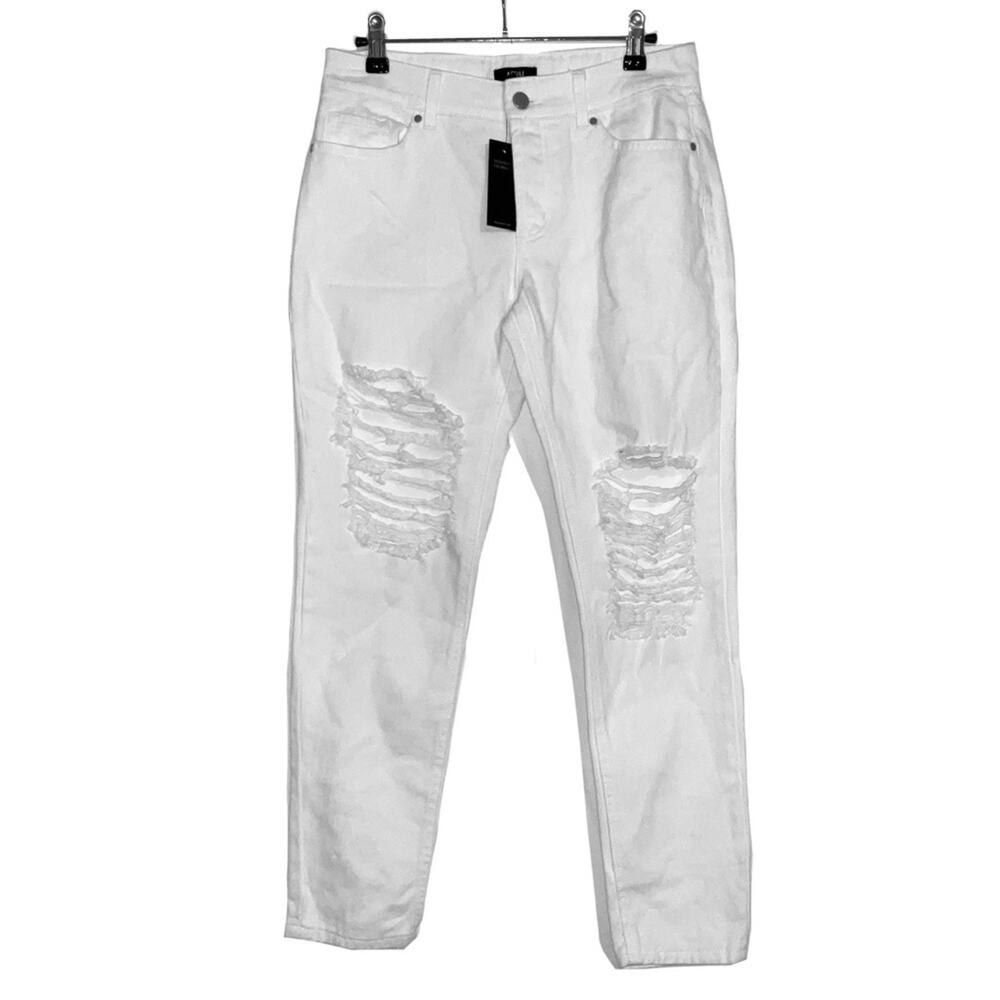 NWT AFRM Luisa Distressed Button Fly White Ankle Jeans 24